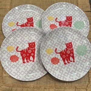 Lunar New Year Tiger Melamine Salad Plates 4-Plate Set